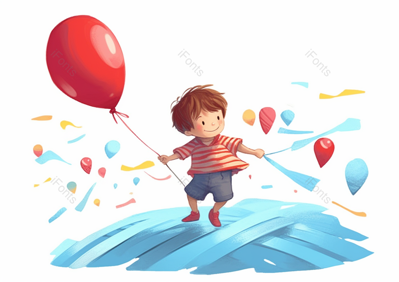 飞翔儿童节六一拿着气球的开心儿童梦想彩色绘画插画,插画/手绘图,插画/手绘图库,插画/手绘图下载,插画/手绘